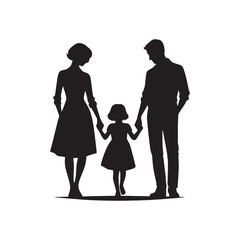 Family Silhouette: Winter Wonderland Glow, Illustrating the Lively and Magical Silhouettes of a Family Amidst Winter Wonderland Scenes
