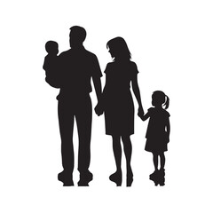 Silhouette of Family: Winter Wonderland Moments, Depicting the Magical and Playful Silhouettes of a Family in a Winter Wonderland
