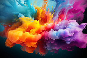 Fototapeta premium abstract powder splatted background. Colorful powder explosion on red and blue background. Colored cloud. Colorful dust explode.