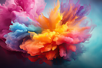 Fototapeta premium abstract powder splatted background. Colorful powder explosion on red and blue background. Colored cloud. Colorful dust explode.
