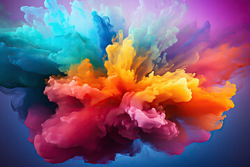 Obraz premium abstract powder splatted background. Colorful powder explosion on red and blue background. Colored cloud. Colorful dust explode.