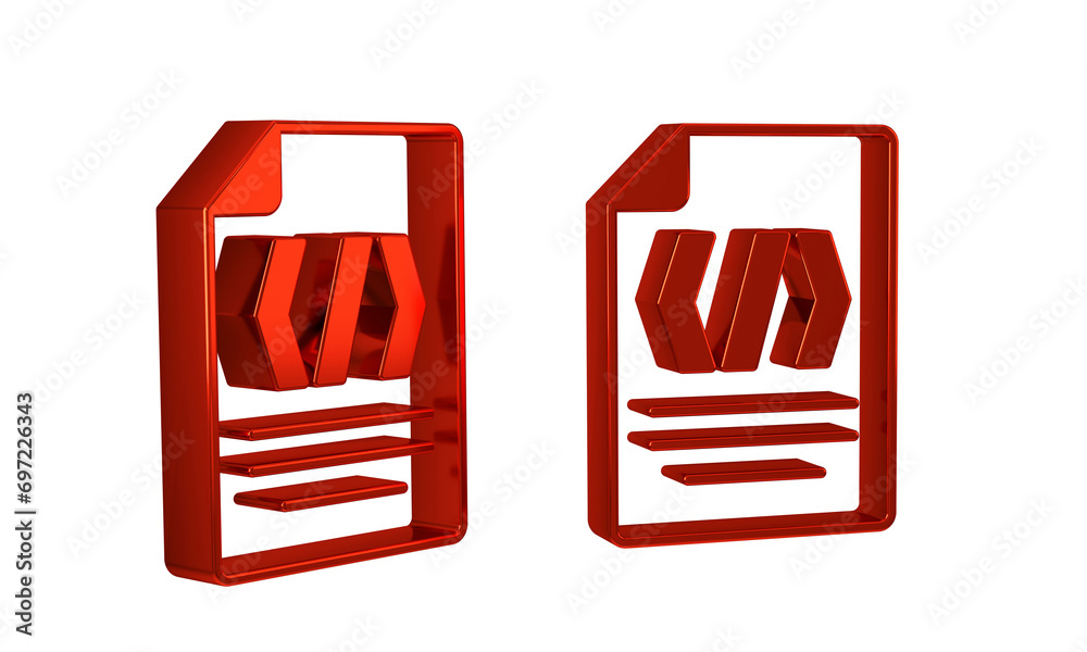 Poster red binary code icon isolated on transparent background.