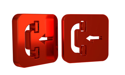 Red Incoming call phone icon isolated on transparent background. Phone sign. Telephone handset.