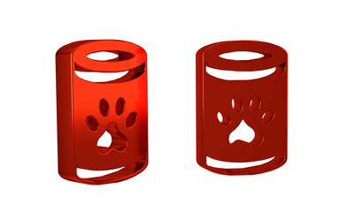 Red Canned food icon isolated on transparent background. Food for animals. Pet food can.