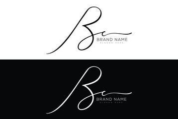 Bc initial handwriting signature logo design