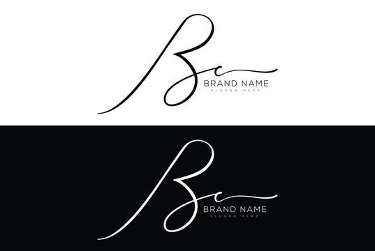 Bc initial handwriting signature logo design