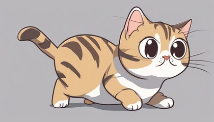 A cartoon cat with big eyes and a striped pattern