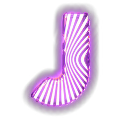 White symbol with ultra thin luminous purple vertical straps. letter j