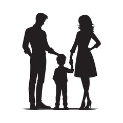Silhouette of Family: A Heartfelt Tribute to Parenthood, Illustrating the Gentle Guidance and Unconditional Love Shared Between Parents and Children
