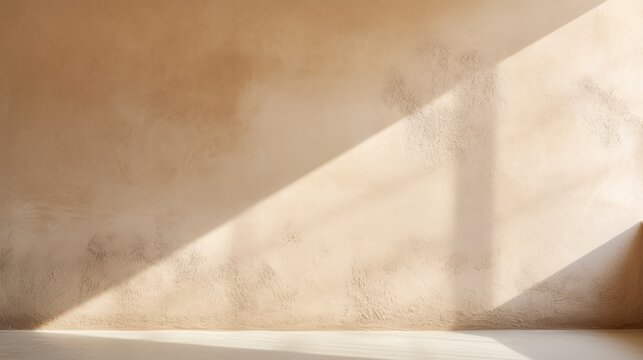 Soft sunlight casting shadows on a minimalist wmpty plaster interior