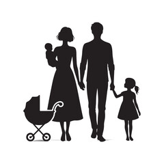 Life's Journey Together: A Thoughtful Family Silhouette Depicting the Different Stages of Life, Growth, and Unwavering Family Bonds - Silhouette of Family
