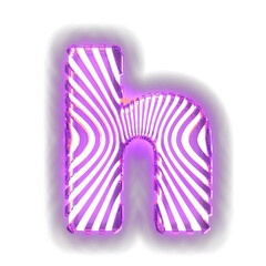 White symbol with ultra thin luminous purple vertical straps. letter h