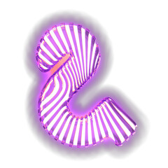 White symbol with ultra thin luminous purple vertical straps