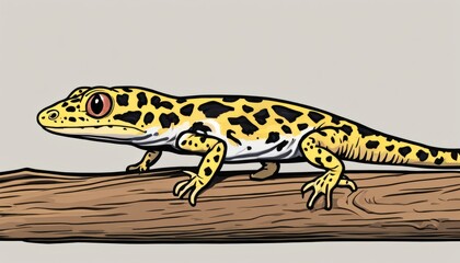 A yellow and black lizard on a branch - Powered by Adobe