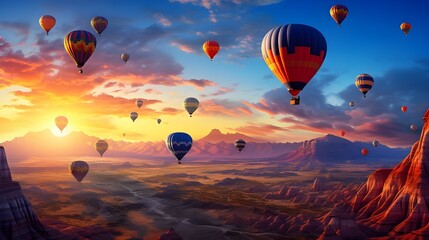 Hot air balloons in the desert