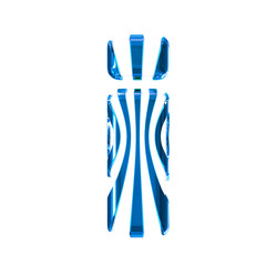 White symbol with blue thin vertical straps. letter i