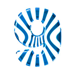 White symbol with blue thin vertical straps. number 9