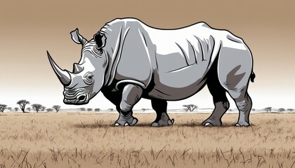 Fototapeta premium A rhinoceros in a field