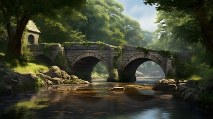 Fototapeta na wymiar Old bridge in the forest