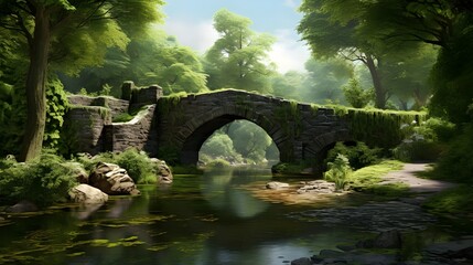Fototapeta na wymiar Old bridge in the forest