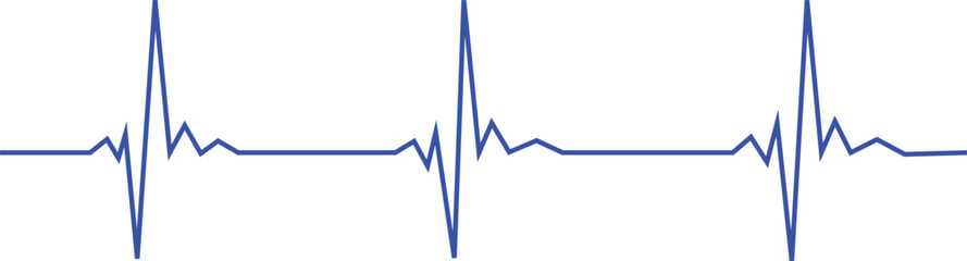 Heartbeat line. Emergency ekg monitoring. Vector Illustration. Blue glowing heart pulse. Heart beat. Electrocardiogram - obrazy, fototapety, plakaty