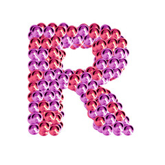 Symbol of pink and purple spheres. letter r