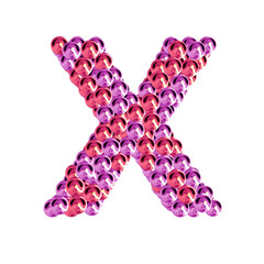 Symbol of pink and purple spheres. letter x