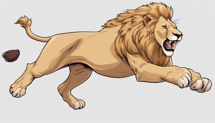 Obraz premium A lion with its mouth open and claws out