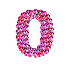 Symbol of pink and purple spheres. number 0
