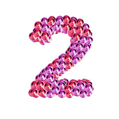 Symbol of pink and purple spheres. number 2