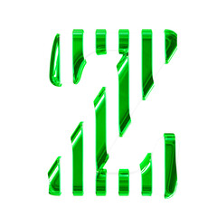 White symbol with thin green vertical straps. letter z