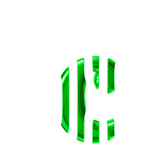 White symbol with thin green vertical straps. letter c
