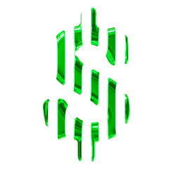White symbol with thin green vertical straps