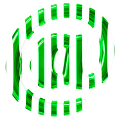 White symbol with thin green vertical straps