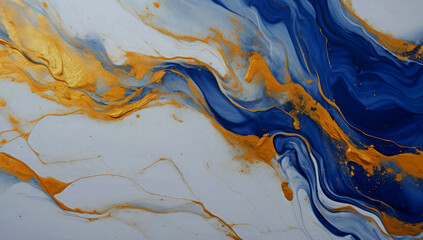 Abstract blue golden shiny veins and liquid marble texture, fluid art luxury background