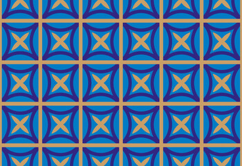 Seamless pattern with symmetric geometric ornament. Ornamental mosaic texture. 