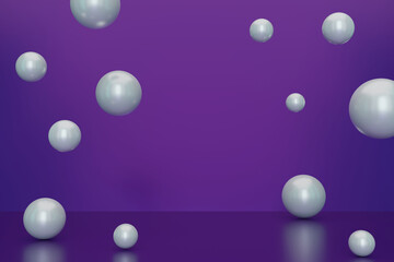 floating spheres 3D.  Geometric abstract. 3D rendering.