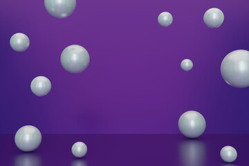 floating spheres 3D.  Geometric abstract. 3D rendering.
