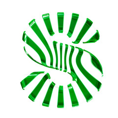 White symbol with green thin vertical straps. letter s