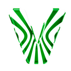 White symbol with green thin vertical straps. letter v