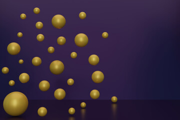 floating spheres 3D.  Geometric abstract. 3D rendering.