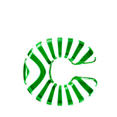 White symbol with green thin vertical straps. letter c