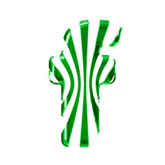 White symbol with green thin vertical straps. letter f