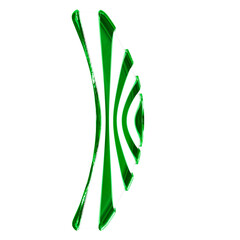 White symbol with green thin vertical straps