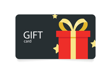 Gift card. Loyalty program, customer gift reward rewards bonus card with gift illustration in flat style, clean modern template, isolated