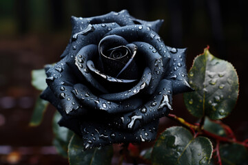 Black gothic roses close-up, symbol of sorrow and death