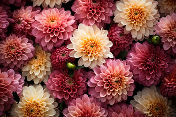 Fresh bright chrysanthemums flowers background
