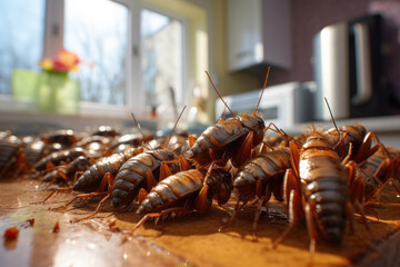 Huge insects pests beetles in the kitchen