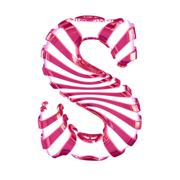 White symbol with pink straps. letter s