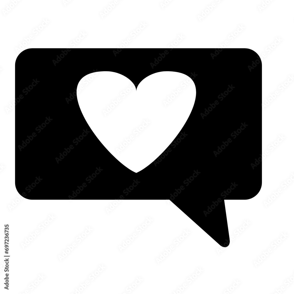 Poster chat bubble icon, speech bubble with heart 